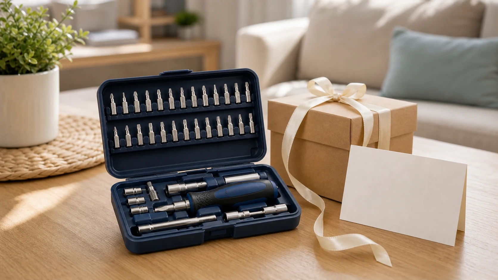 Compact screwdriver tool set arranged as a practical gift